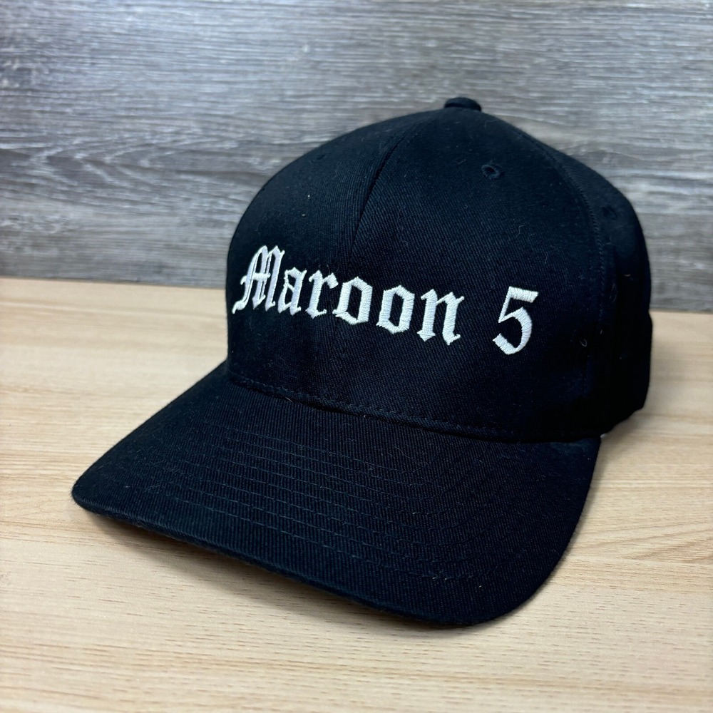 Maroon 5 Hat Cap Fitted L/XL Black Music Tour Band Merch